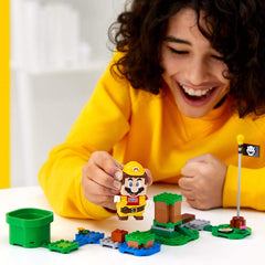 Instruction app screen showing building ideas and sharing options for LEGO Mario