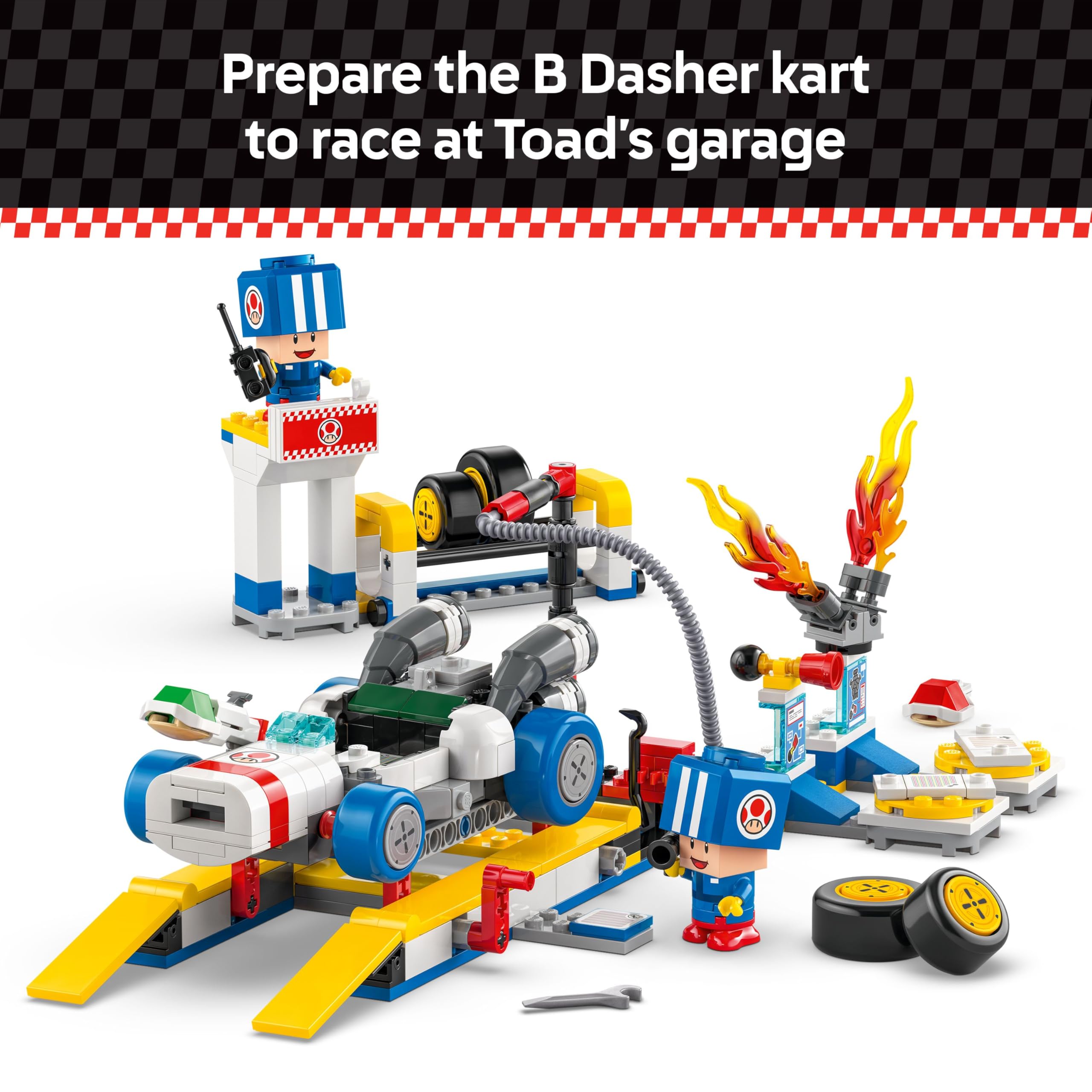 LEGO Mario Kart B Dasher kart with shell shooter for action builds.