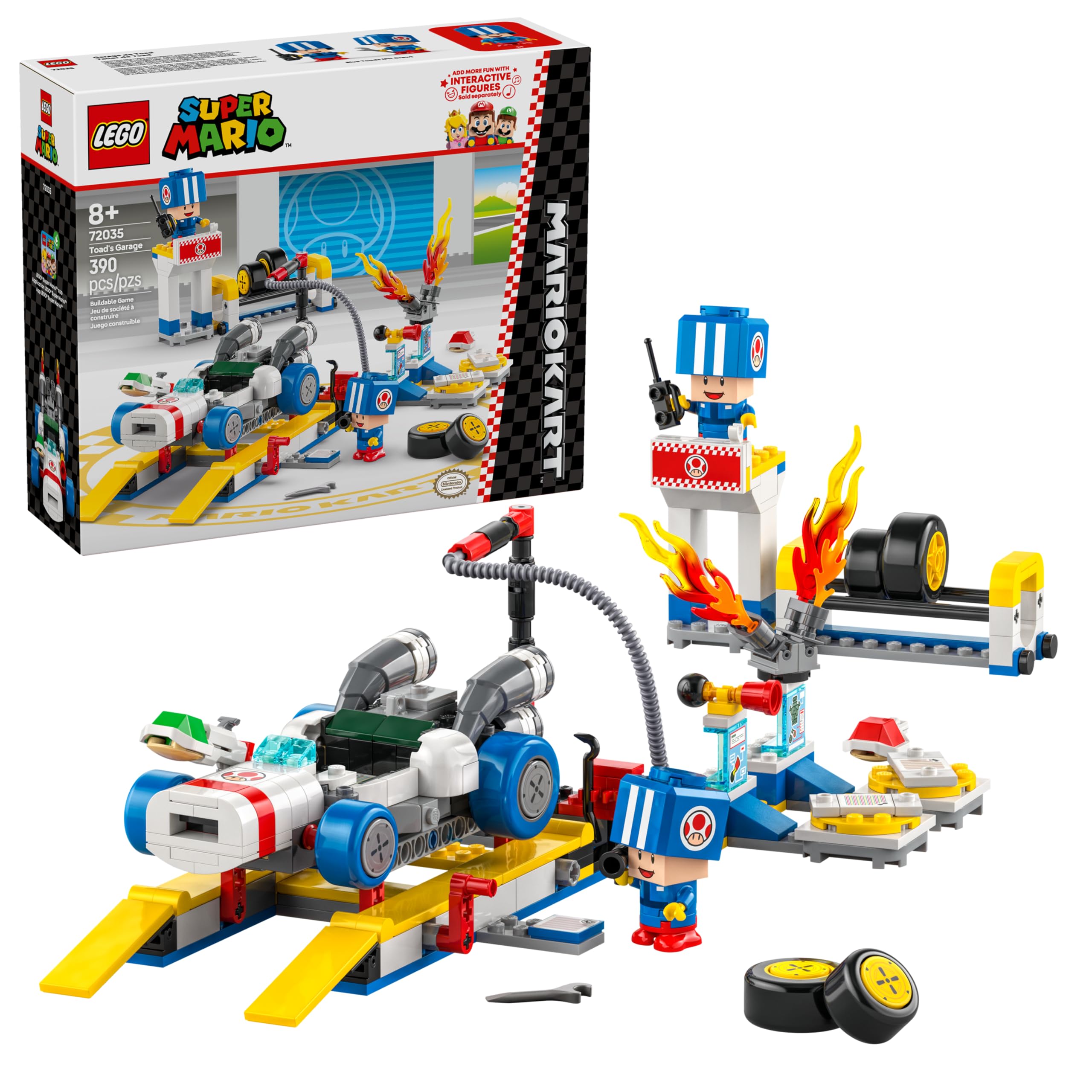 LEGO Mario Kart Toad's Garage set for imaginative racing play.
