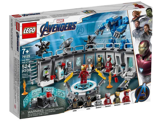 LEGO Marvel Iron Man Hall of Armor with rotating podium for quick suit-up play.