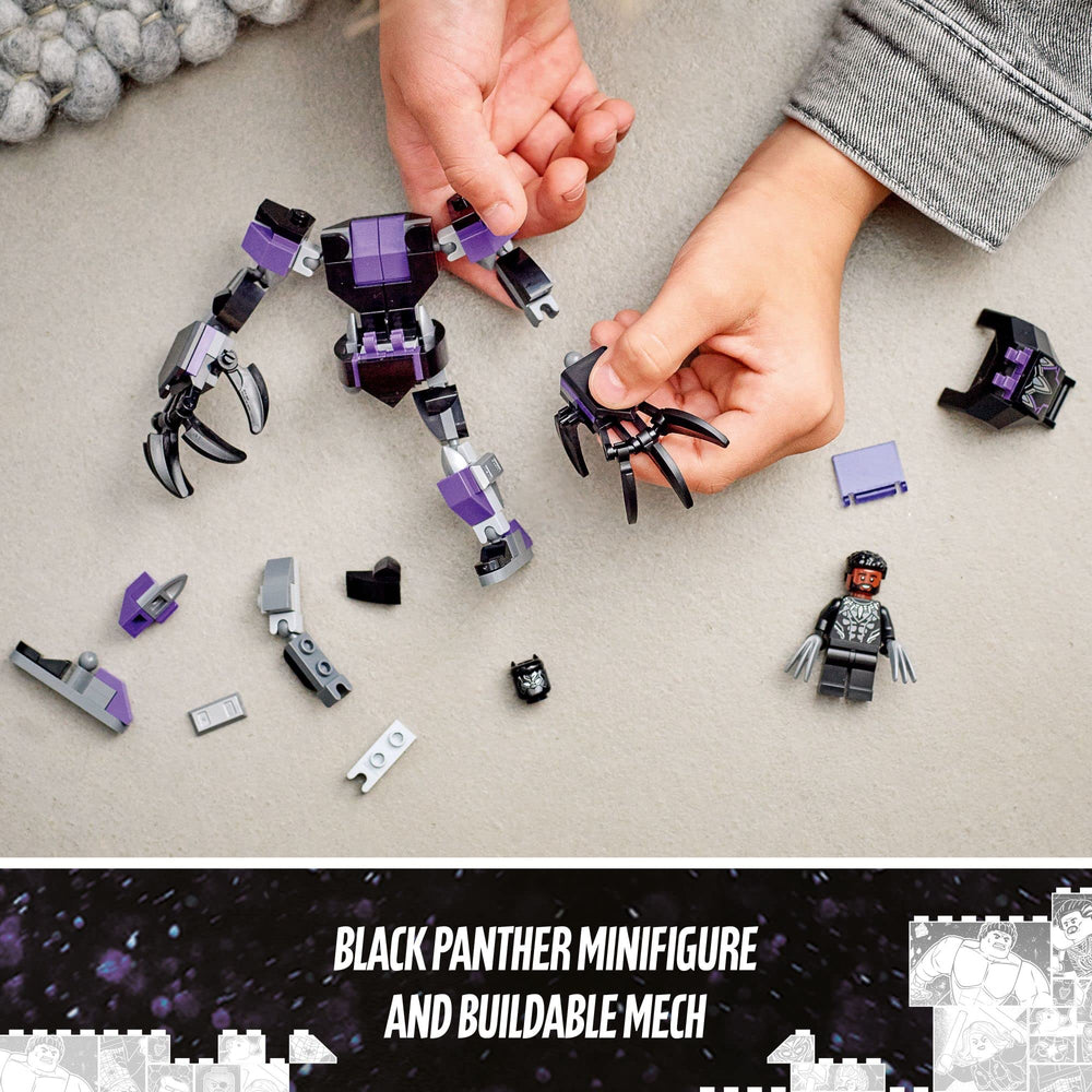 LEGO Marvel Black Panther Mech Armor claws action demonstrates dramatic play potential