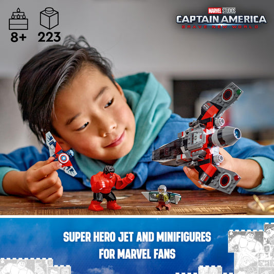 LEGO Captain America and Falcon minifigures with opening wings for dynamic poses.