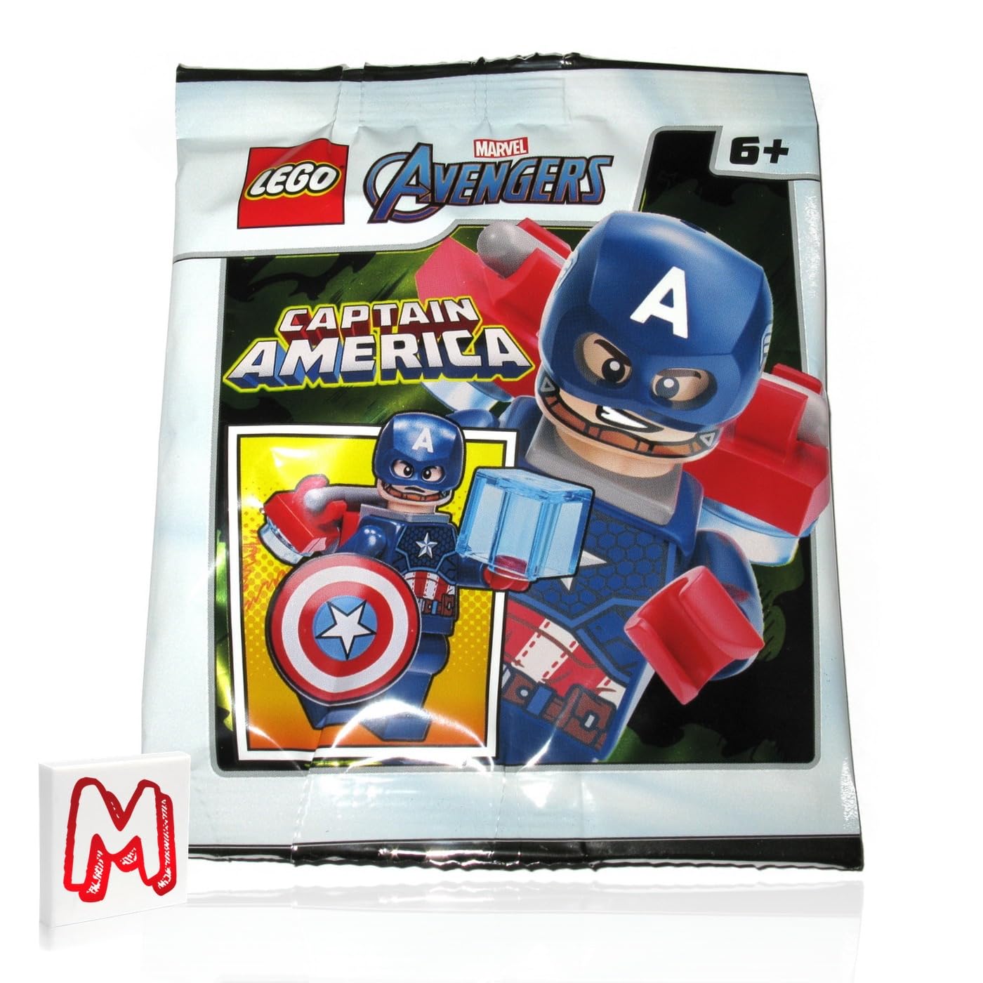 LEGO Marvel Captain America minifigure with jetpack for action scenes