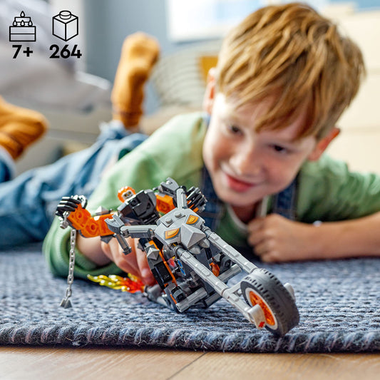 LEGO Marvel Ghost Rider bike in upright pose for action-packed scenes