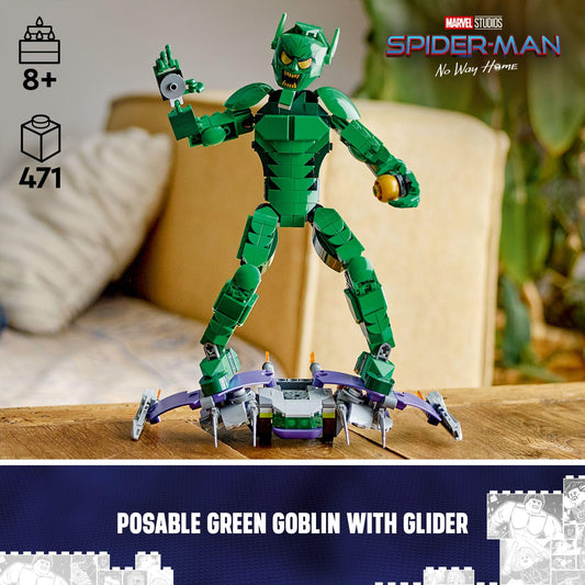 LEGO Marvel Green Goblin with glider in dynamic attack pose