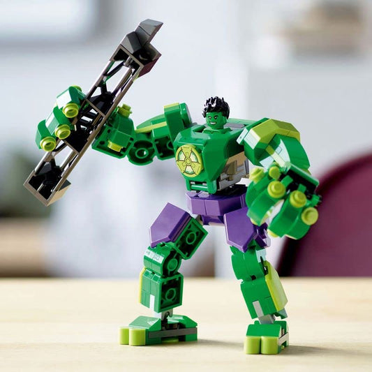 LEGO Marvel Hulk Mech Armor cockpit scene with Hulk minifigure for action