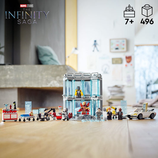 LEGO Marvel Iron Man Armory workshop area with tools for repairs