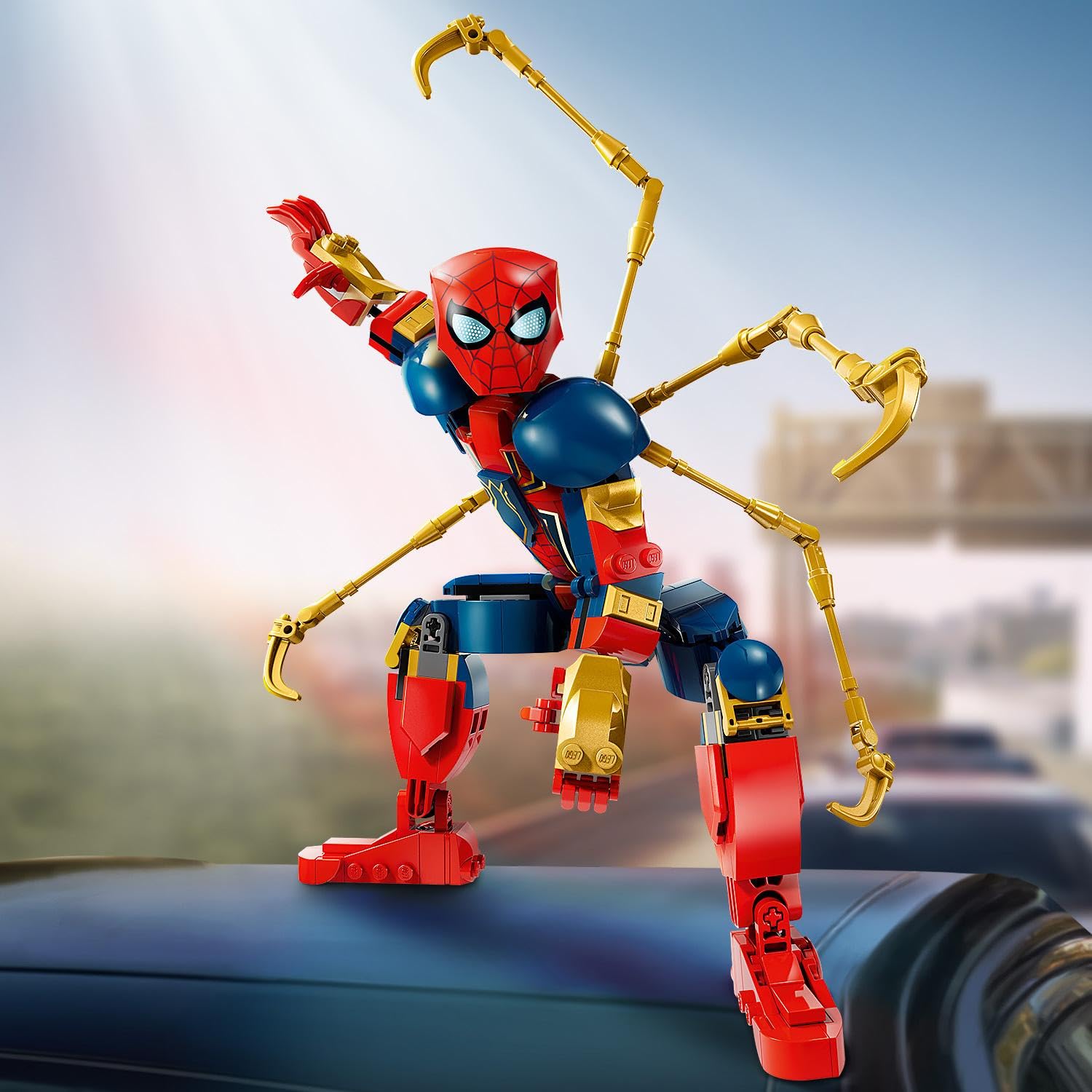 LEGO Marvel Iron Spider-Man action pose for dynamic display.