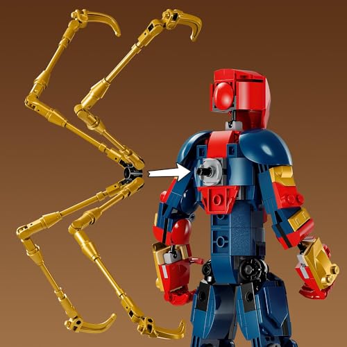 LEGO Marvel Iron Spider-Man movable arms enable versatile battle stances.