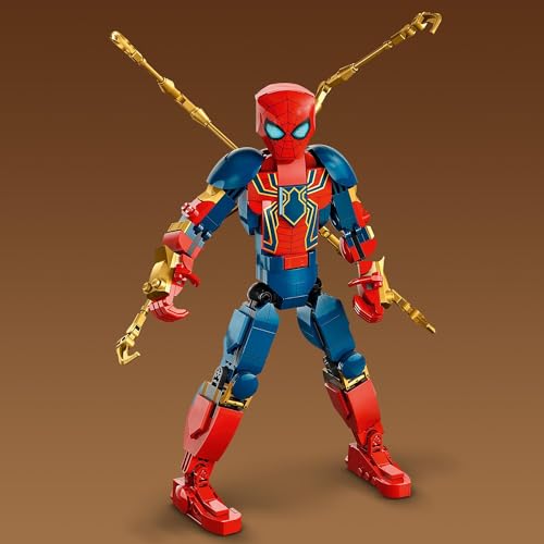 LEGO Marvel Iron Spider-Man movable shoulders for dynamic action poses.