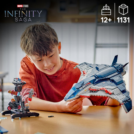 LEGO Marvel Quinjet front stud shooters for action-packed battles