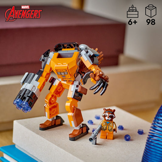 LEGO Marvel Rocket Mech Armor poseable limbs enabling dynamic play and storytelling