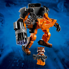 LEGO Marvel Rocket Mech Armor stands 11 cm tall for portable play and travel