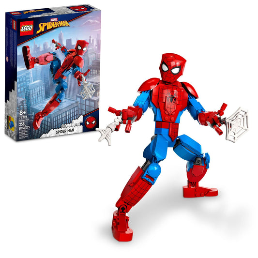 LEGO Marvel Spider-Man figure standing tall for display and playtime.