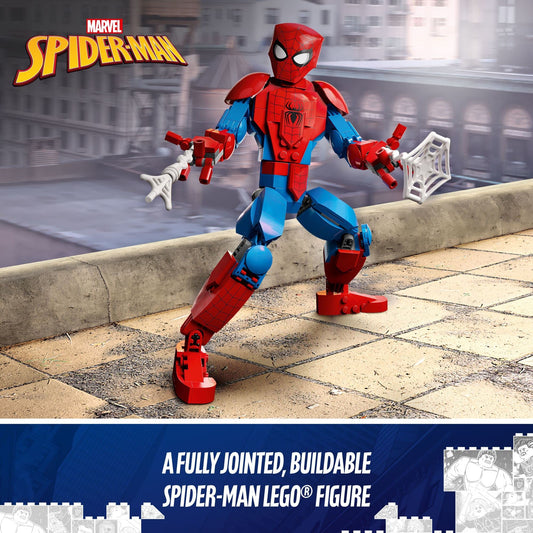 LEGO Marvel Spider-Man figure with web elements enables dynamic battle poses.