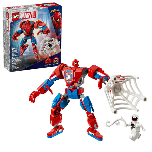 LEGO Marvel Spider-Man mech front view invites imaginative play and heroic storytelling.