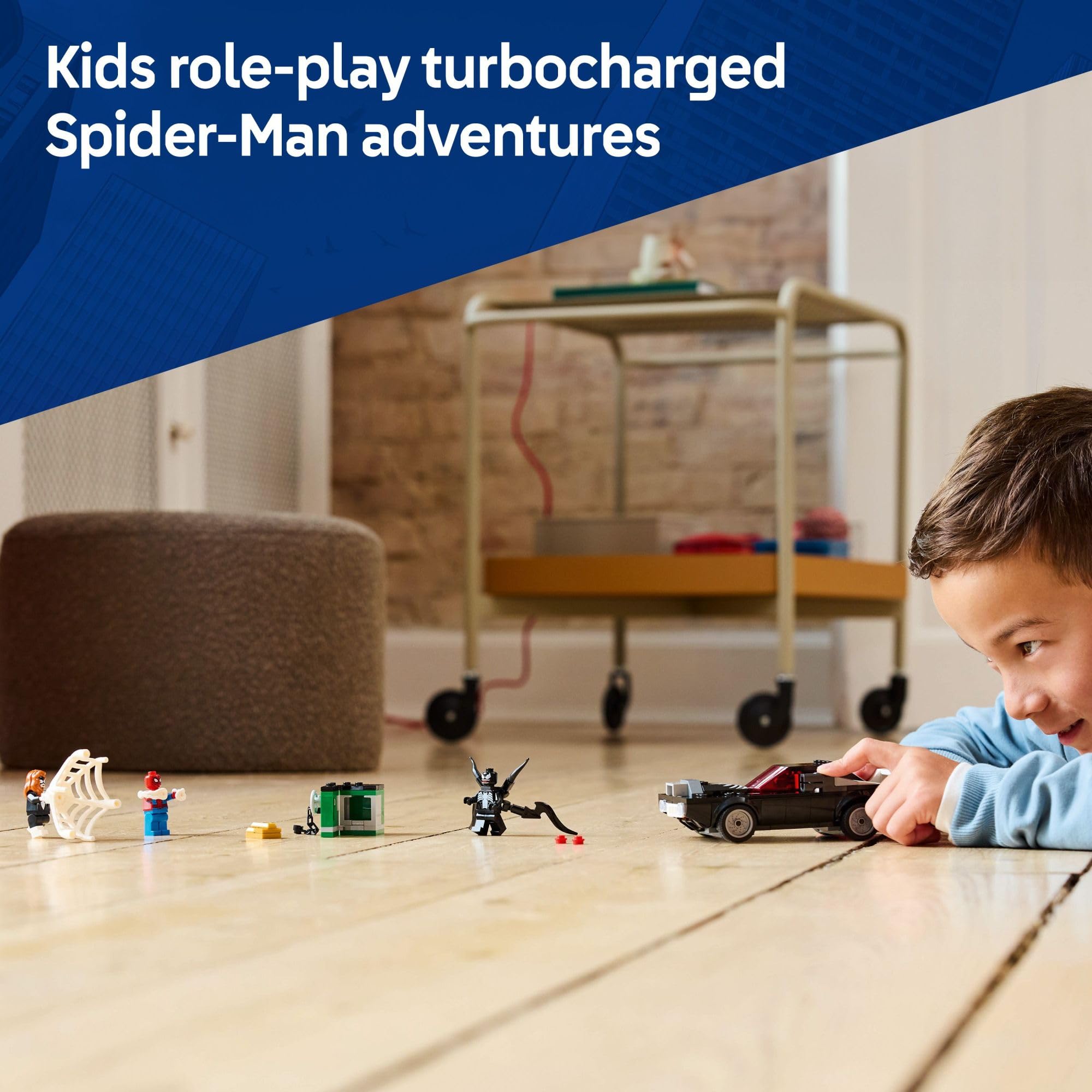 LEGO Marvel Spider-Man vs Venom Muscle Car with gold bars for treasure role-play.