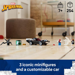 LEGO Marvel Spider-Man vs Venom Muscle Car side view shows accessible engine and shooters.