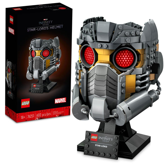 LEGO Marvel Star-Lord helmet front view for display
