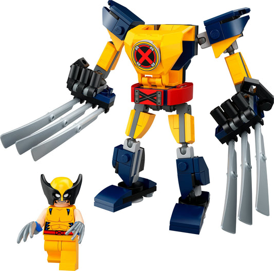 LEGO Marvel Wolverine minifigure close-up—iconic character for immersive play.