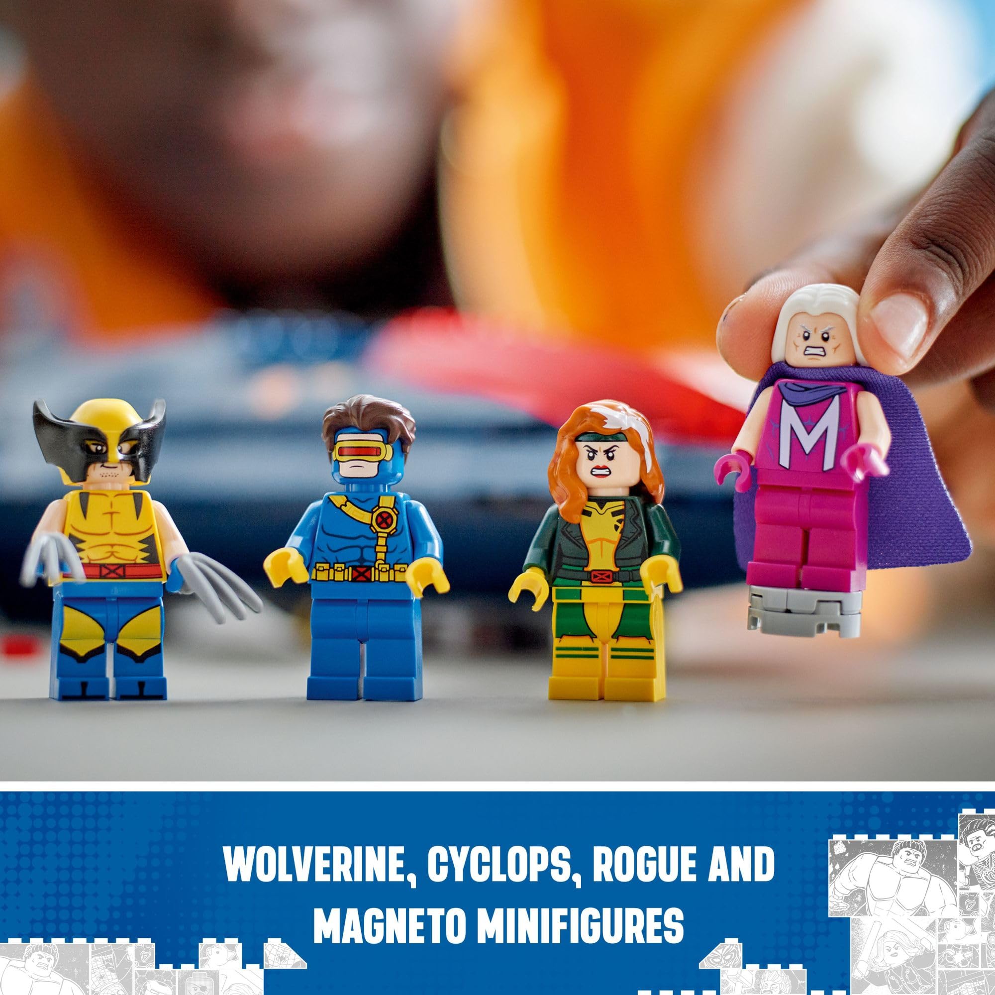 LEGO Marvel X-Men X-Jet builder app compatibility enables 3D viewing.
