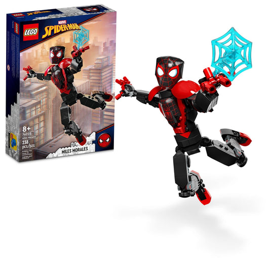 LEGO Miles Morales figure on display stand for action-ready play.