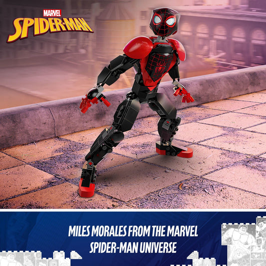 LEGO Miles Morales figure with web elements for dynamic battles.