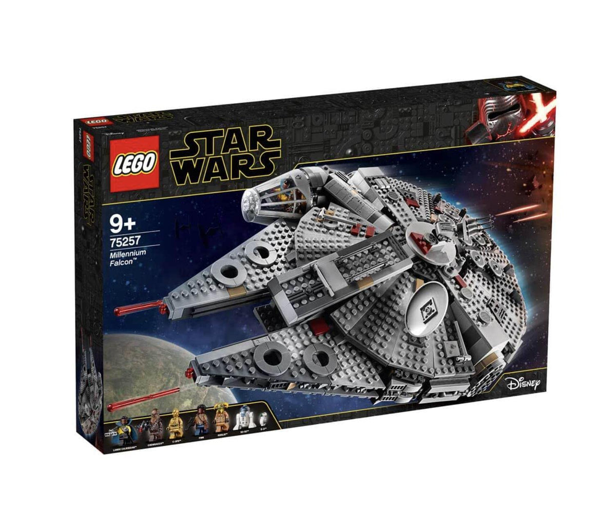 LEGO Millennium Falcon top view with rotating turrets for dynamic battles