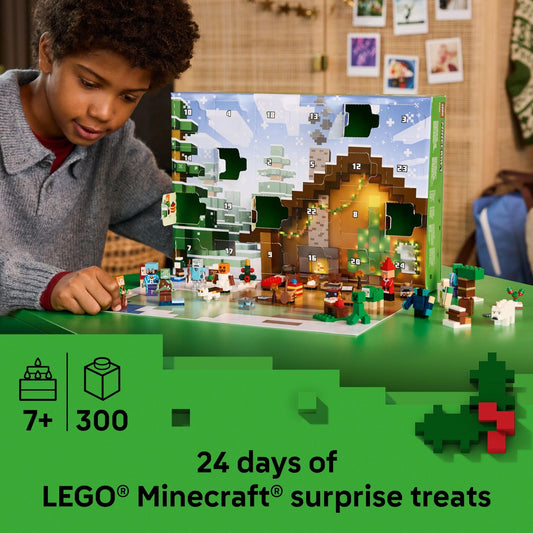 LEGO Minecraft Advent Calendar 2025 minifigures lineup for creative play
