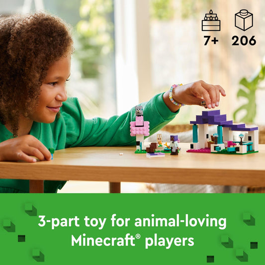 LEGO Minecraft Animal Sanctuary feeding chest supports caring play and feeding routines.