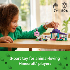 LEGO Minecraft Animal Sanctuary feeding chest supports caring play and feeding routines.