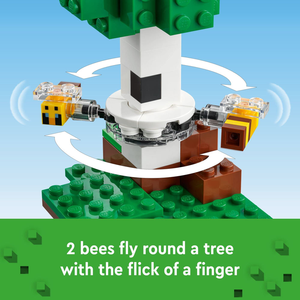 LEGO Minecraft Bee Cottage farm crops promote imaginative farming play.