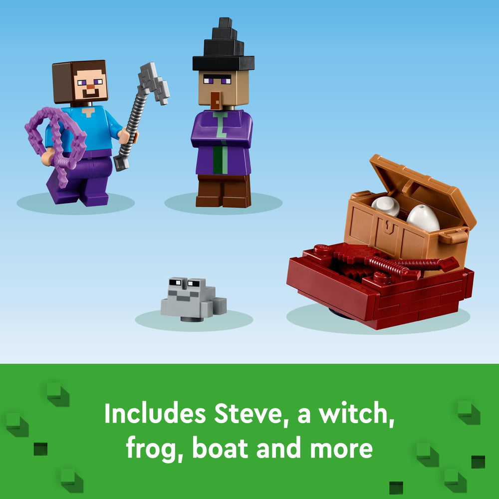 LEGO Minecraft The Pumpkin Farm boat and treasure chest — exploration and crafting on water