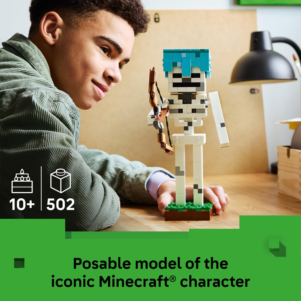 LEGO Minecraft bow and arrow close-up highlighting playable accessory benefit