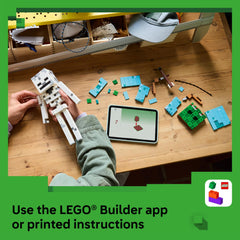 LEGO Minecraft builder app screenshot showing guided instructions benefit