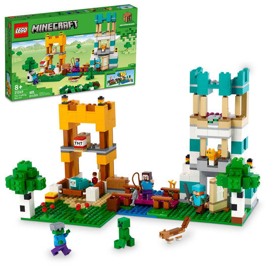 LEGO Minecraft The Crafting Box 4.0 River Towers for immersive fortress play.