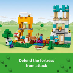 Steve figure from LEGO Minecraft The Crafting Box 4.0 for guided adventures.