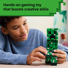 LEGO Minecraft Creeper on display adds authentic gamer flair to room decor.