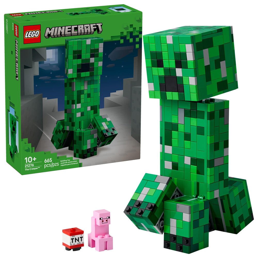 LEGO Minecraft Creeper figure poseable for dynamic play and desk display.