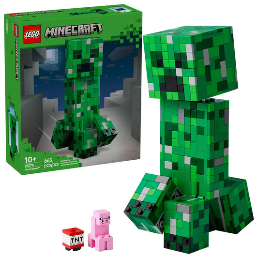 LEGO Minecraft Creeper figure poseable for dynamic play and desk display.