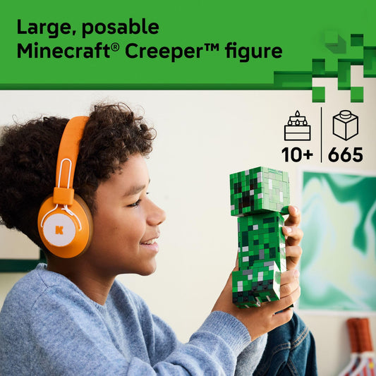 LEGO Minecraft Creeper head detachable reveals hidden compartment for mini figures.