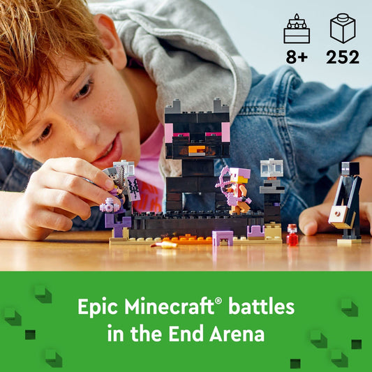 LEGO Minecraft Ender Dragon figure towers over the arena for epic battles.