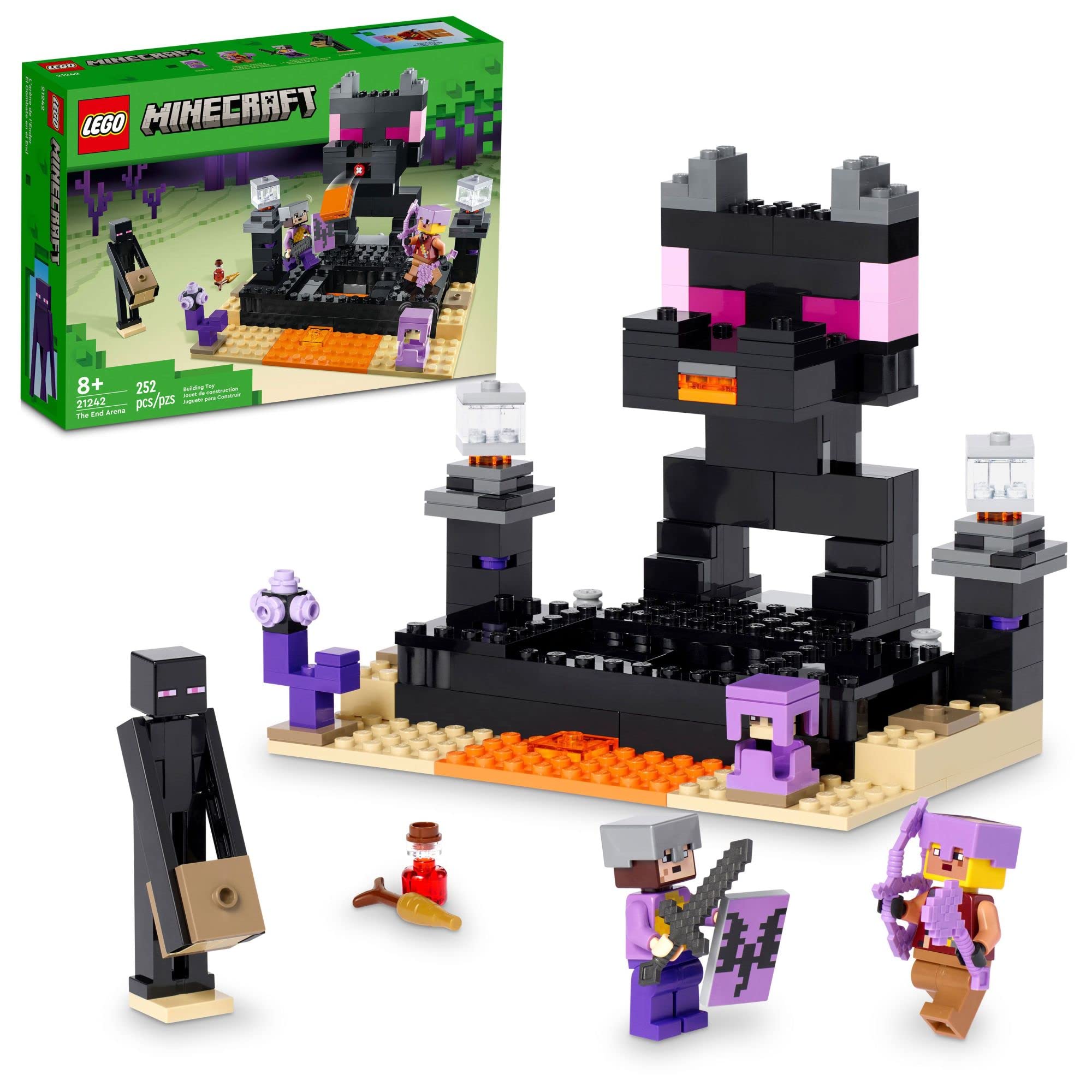LEGO Minecraft The End Arena lava launcher adds dramatic action for play.
