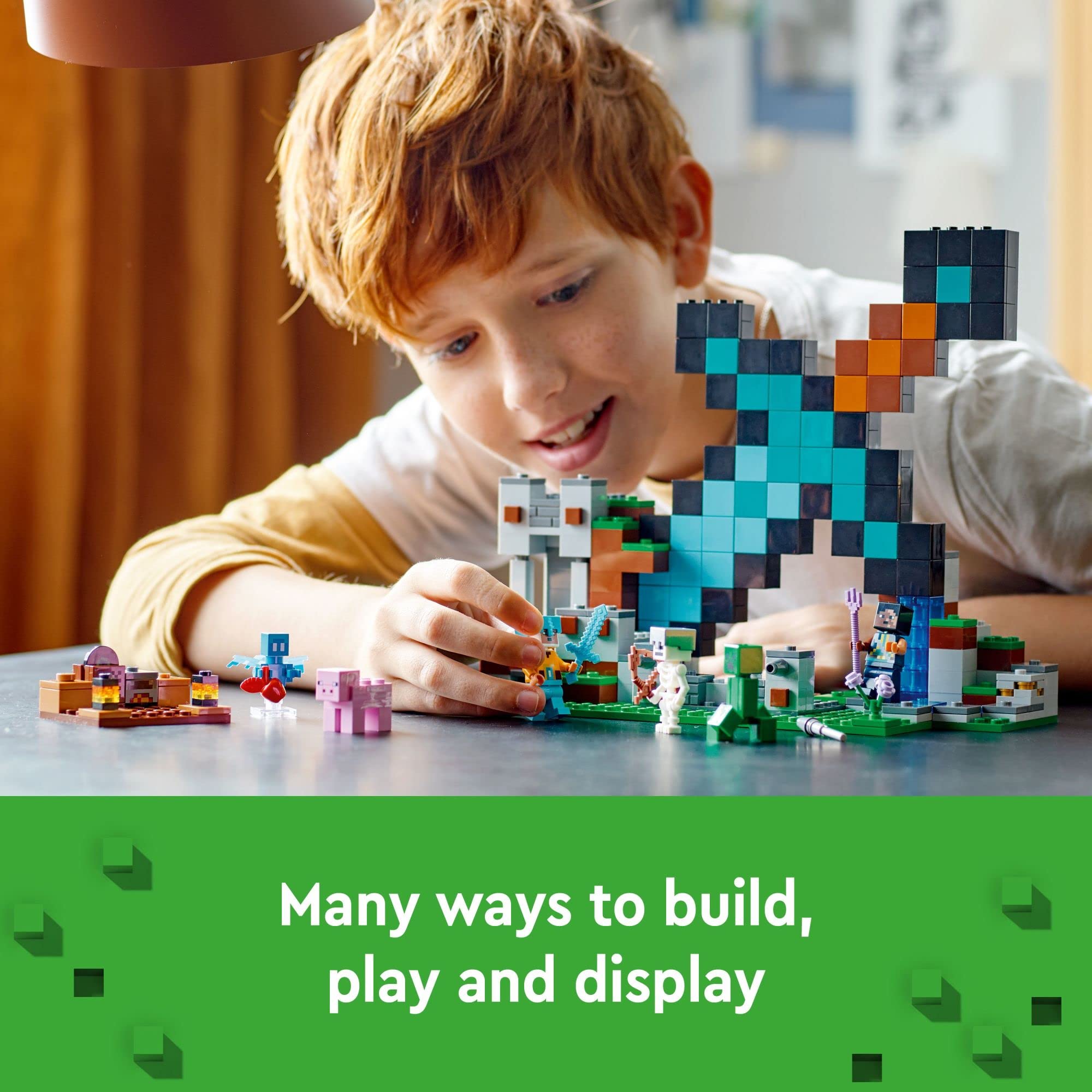 LEGO Minecraft Explosive Tower with lever, adds action to play sessions.