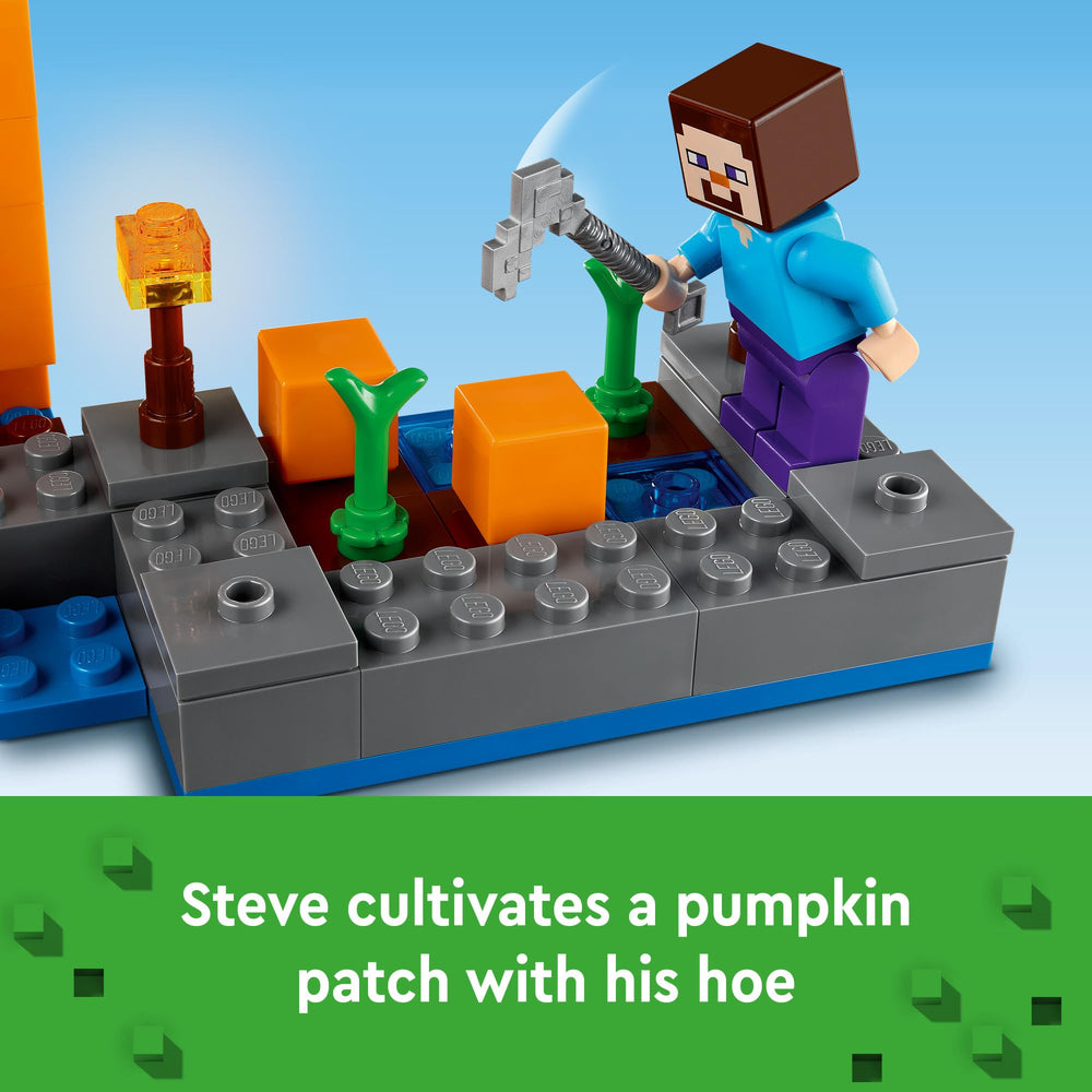 LEGO Minecraft The Pumpkin Farm frog and frogspawn — playful creatures boost storytelling