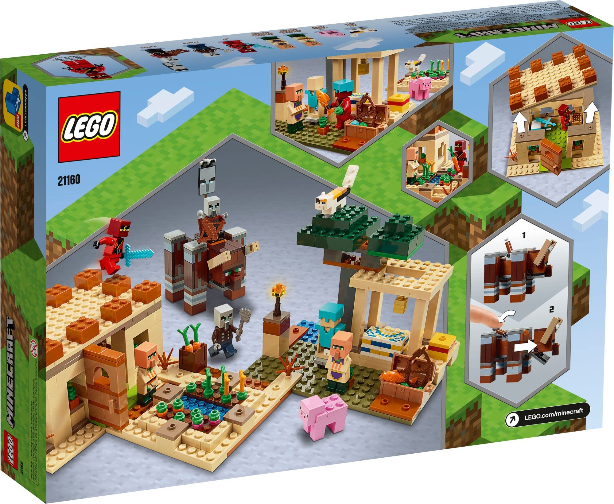 LEGO Minecraft Illager Raid Ravager adds high-energy action for battles.