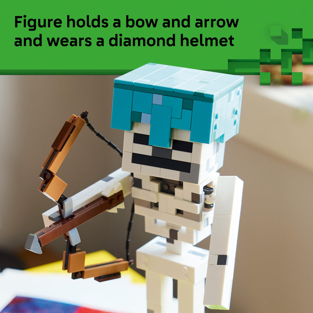 LEGO Minecraft model in a bedroom setting showing collectible décor benefit
