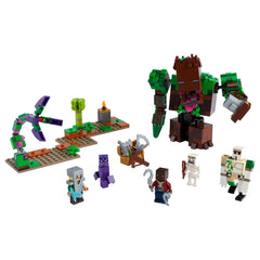LEGO Minecraft Jungle Abomination 21176 articulated arms boost poseability during battles.