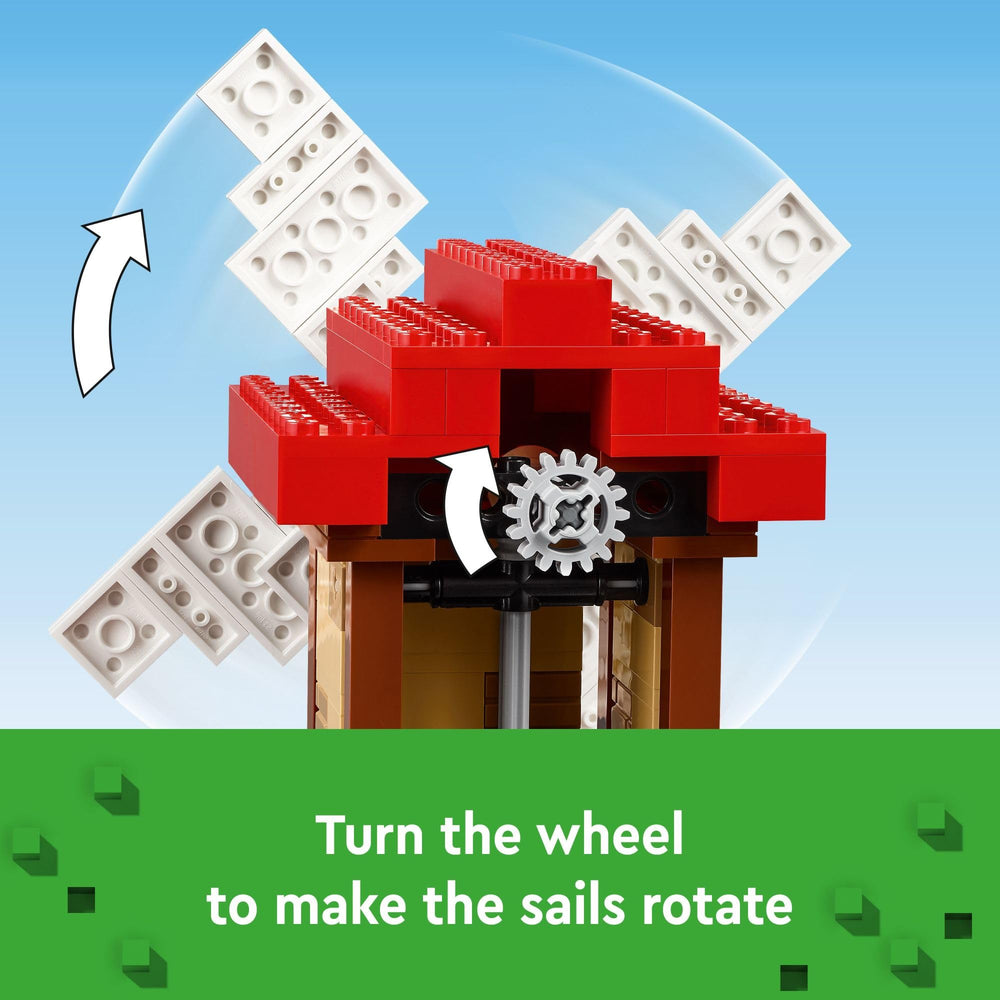 LEGO Minecraft Miller figures windmill operation supports role-play baking scenarios.