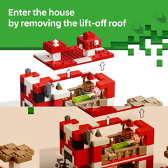 LEGO Minecraft baby red mooshroom enhances nurturing farm scenes.